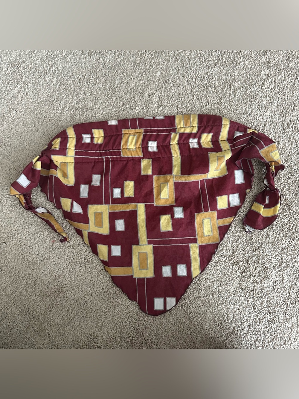 Vintage Handkerchief Tube Top Maroon Square Print